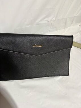 Lovevook Black Envelope Clutch with Gold Script Logo